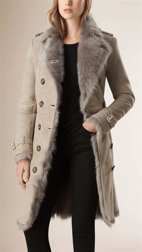 burberry shearling trench coat sale